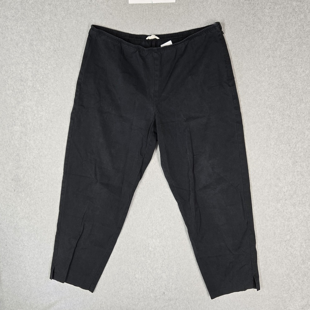 Eileen Fisher Women Pants L Black 25" Inseam Organic Cotton Ankle Pull On Casual